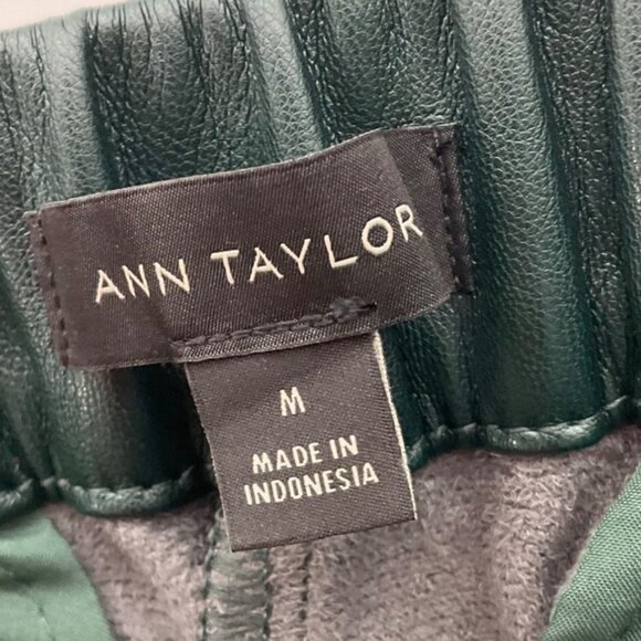 Ann Taylor Sz Medium Pants Emerald Green Faux Leather Pull-On - Picture 5 of 15